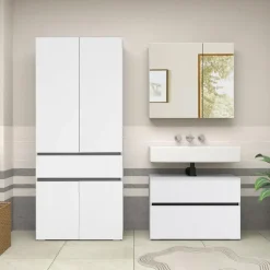 Wisla - Badkamerkast met 2+2 deuren en 1 lade in wit