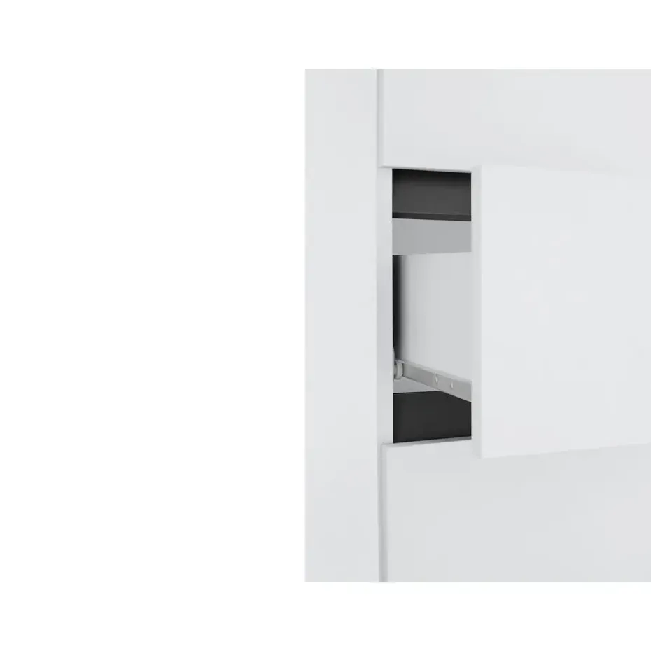 Wisla - Hoge kast met 1 lade en 2 deuren in witte spaanplaat