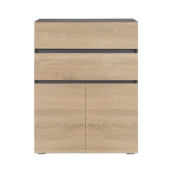 Wisla - Midikast 2 laden, 2 deuren in eiken/antraciet spaanplaat