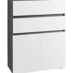 Wisla - Midikast 2 laden, 2 deuren in wit/antraciet spaanplaat