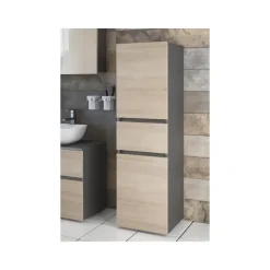 Wisla - Midikast met 2 deuren en 1 lade in antraciet/eiken