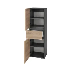 Wisla - Midikast met 2 deuren en 1 lade in antraciet/eiken