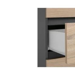 Wisla - Midikast met 2 deuren en 1 lade in antraciet/eiken