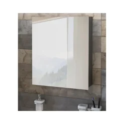 Wisla - Wandkast met spiegel wit / antraciet spaanplaat