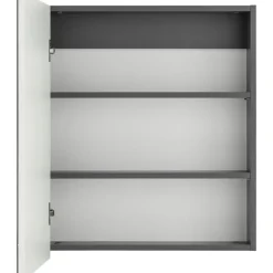 Wisla - Wandkast met spiegel wit / antraciet spaanplaat