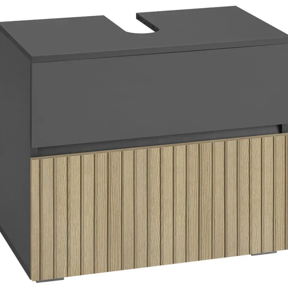 Wisla - Wastafelonderkast 60 cm met 1 klep 1 lade in antraciet eikenoptik