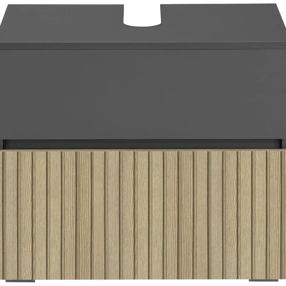 Wisla - Wastafelonderkast 60 cm met 1 klep 1 lade in antraciet eikenoptik