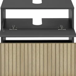 Wisla - Wastafelonderkast 60 cm met 1 klep 1 lade in antraciet eikenoptik