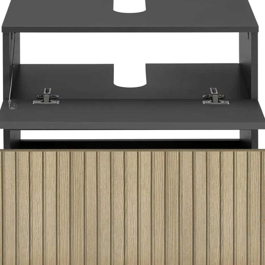 Wisla - Wastafelonderkast 60 cm met 1 klep 1 lade in antraciet eikenoptik