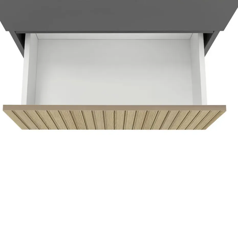 Wisla - Wastafelonderkast 60 cm met 1 klep 1 lade in antraciet eikenoptik