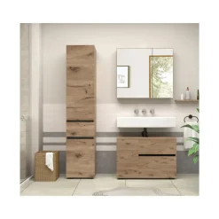 Wisla - Wastafelonderkast met 1 deur / 1 klep / 1 lade in eikenoptik