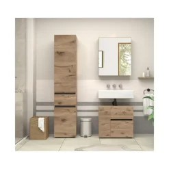 Wisla - Wastafelonderkast met 1 deur / 1 lade / 1 klep in eikenoptik