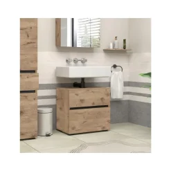 Wisla - Wastafelonderkast met 1 klep en 1 lade in eikenoptik