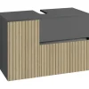 Wisla - Wastafelonderkast 80 cm met 1 deur 1 lade 1 klep in antraciet eikenoptik
