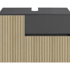 Wisla - Wastafelonderkast 80 cm met 1 deur 1 lade 1 klep in antraciet eikenoptik