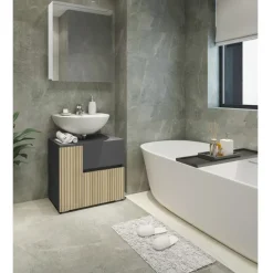 Wisla - Wastafelonderkast met 1 deur / 1 lade / 1 klep in antraciet