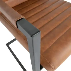 WOOOD Bas Eetkamerstoelen - Pu - Cognac - Set van 6