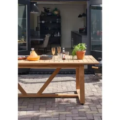 WOOOD Beaver Tuintafel - Teak - Naturel - 75x240x90