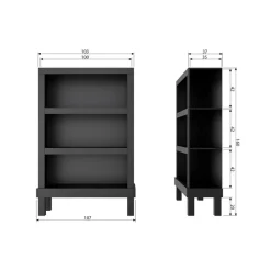 WOOOD Bonk Open Kast - Grenen - Zwart - 160x103x37