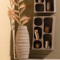 WOOOD Clay Wandkastje - Papier Mache - Grijs - 70x45x23