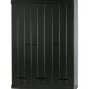WOOOD Connect Kledingkast 3-Deurs met Lade - Grenen -Zwart- 195x140x53