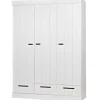 WOOOD Connect Kledingkast 3-Deurs met Lade - Grenen - Wit - 195x140x53