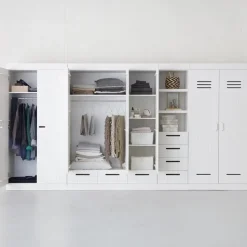 WOOOD Connect Kledingkast 3-Deurs met Lade - Grenen - Wit - 195x140x53