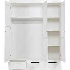 WOOOD Connect Kledingkast 3-Deurs met Lade - Grenen - Wit - 195x140x53
