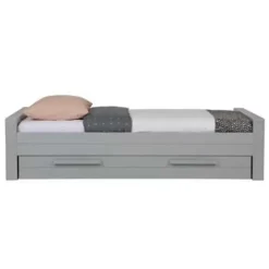 WOOOD Dennis Bed Excl Lade - Grenen - Betongrijs - 53x219x95