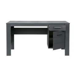 WOOOD Dennis Bureau - Grenen Geborsteld - Staal Grijs - 74x141x59