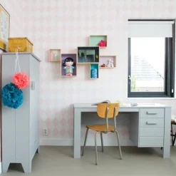 WOOOD Dennis Bureau - Grenen Geborsteld - Betongrijs - 74x141x59