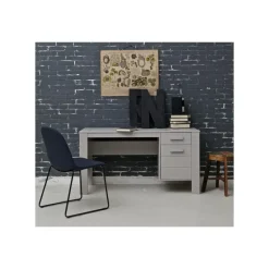 WOOOD Dennis Bureau - Grenen Geborsteld - Betongrijs - 74x141x59