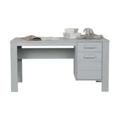 WOOOD Dennis Bureau - Grenen Geborsteld - Betongrijs - 74x141x59