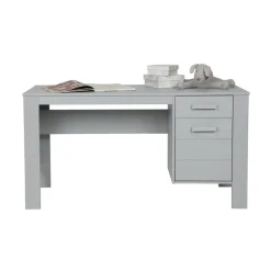 WOOOD Dennis Bureau - Grenen Geborsteld - Betongrijs - 74x141x59