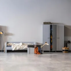 WOOOD Dennis Kast Met Laden - Grenen - Betongrijs - 202x111x55