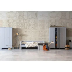 WOOOD Dennis Kast Met Laden - Grenen - Betongrijs - 202x111x55