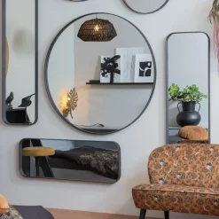 WOOOD Doutzen Spiegel - Metaal - Zwart - 80x80x5