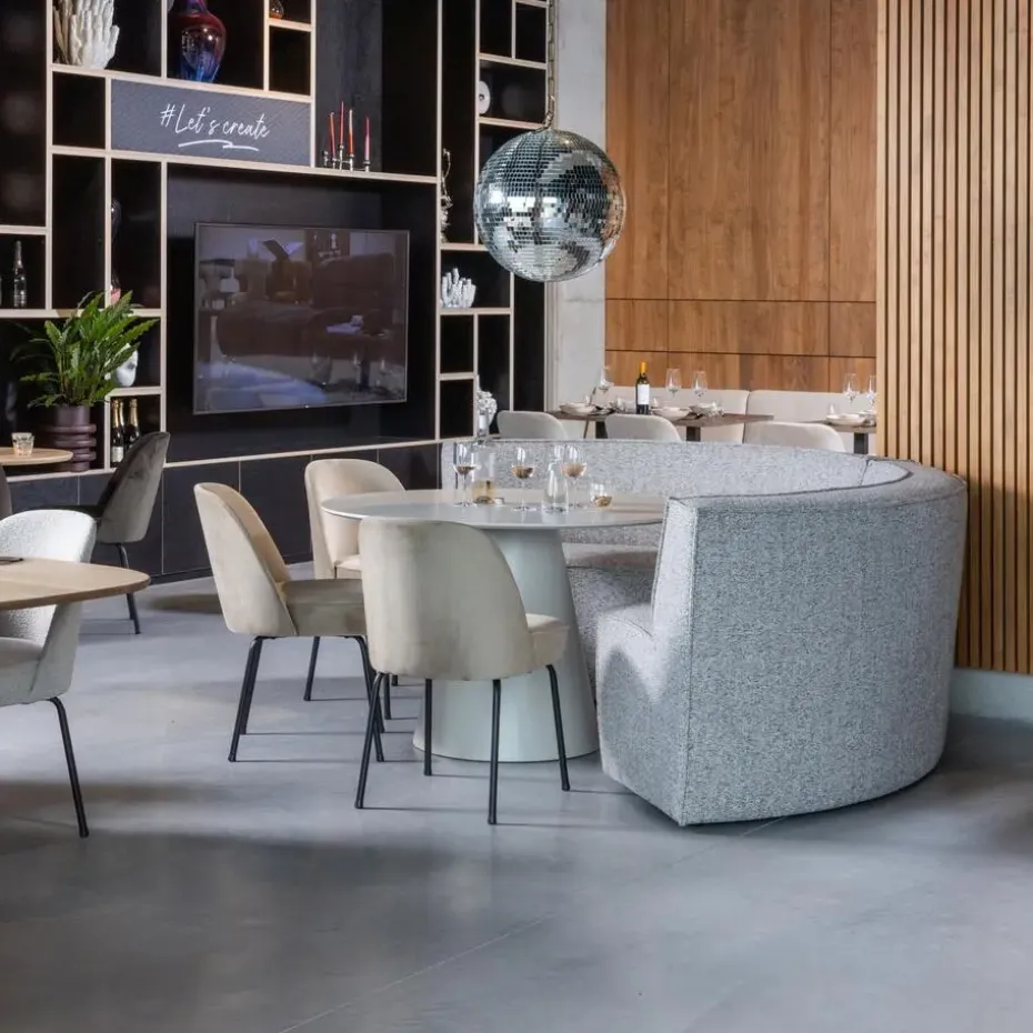 WOOOD Europa 4-Zits Eetbank - Polyester - Zand - 85x372x93