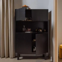 WOOOD Finca Buffetkast - Grenen - Zwart - 170x110x40