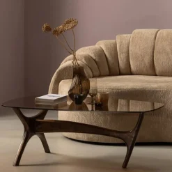 WOOOD Flash Salontafel - Glas/Hout - Walnoot - 42x110x60