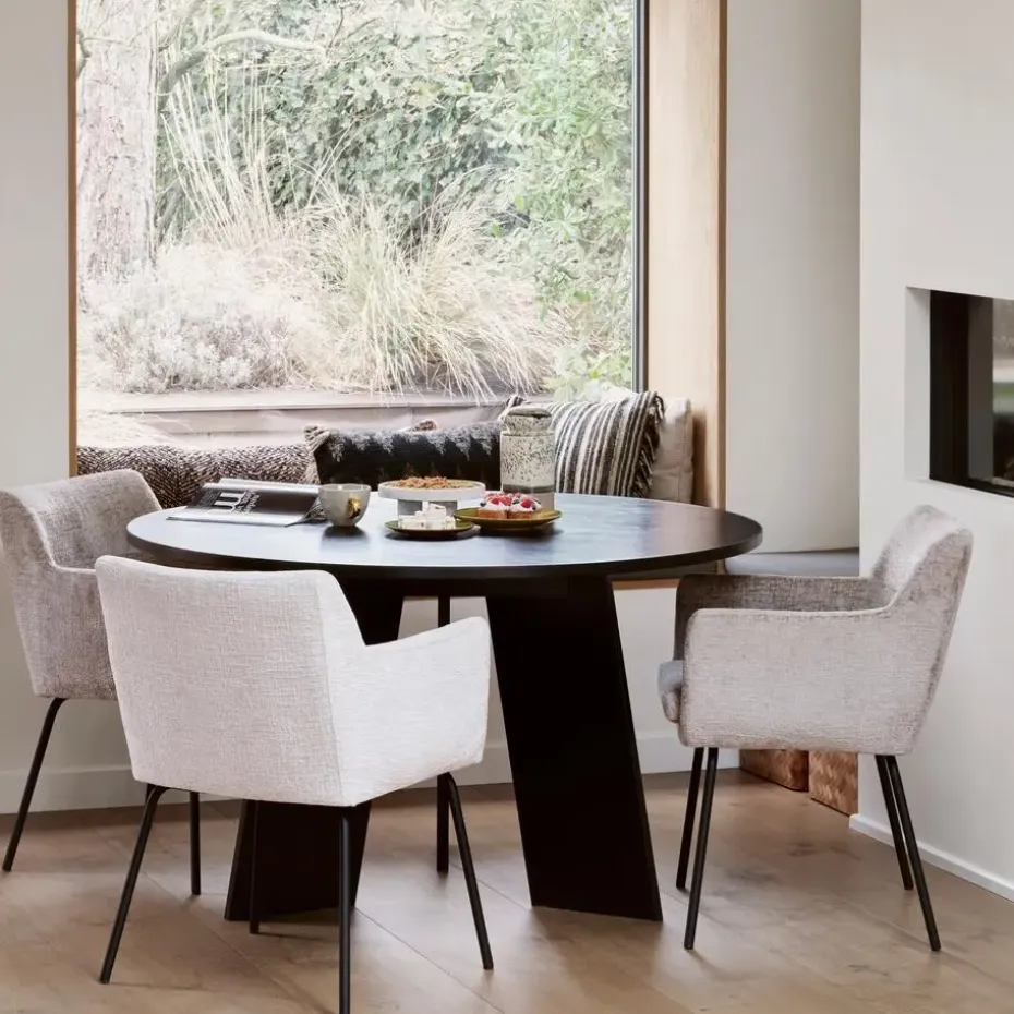 WOOOD Fries Eettafel - Eiken - Blacknight - 75x129x129