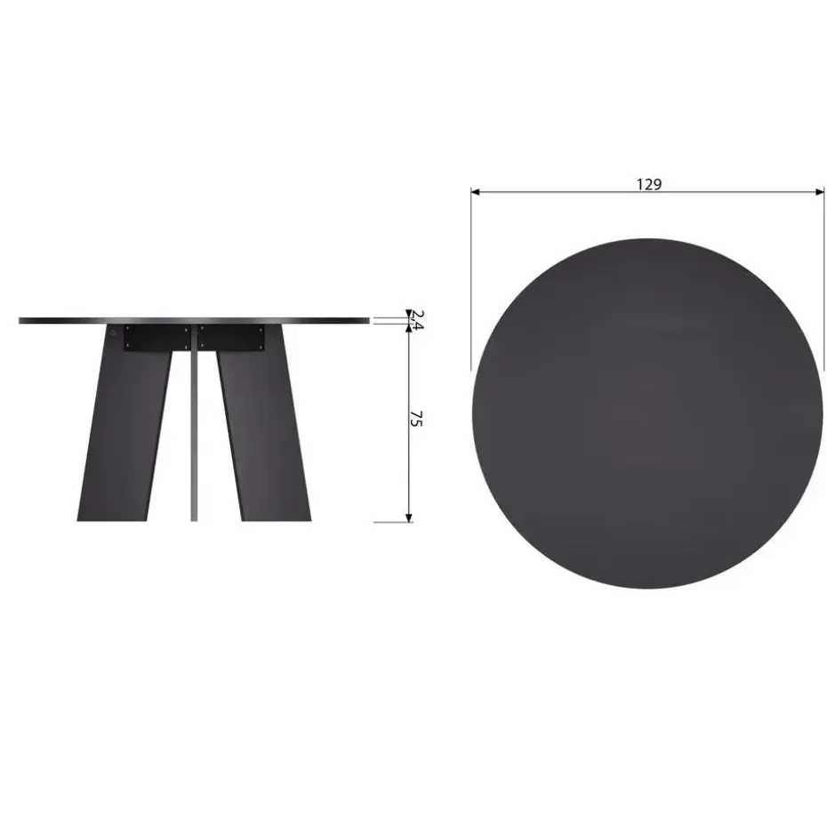 WOOOD Fries Eettafel - Eiken - Blacknight - 75x129x129