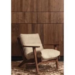 WOOOD Houston Fauteuil - Bouclé/Hout - Naturel - 86x71x71