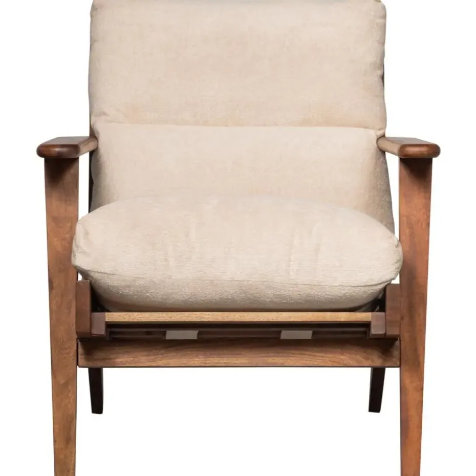 WOOOD Houston Fauteuil - Bouclé/Hout - Naturel - 86x71x71