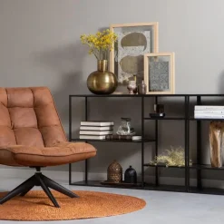 WOOOD Jouke Draaifauteuil - Kunstleer - Cognac - 97x70x85