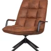 WOOOD Jouke Draaifauteuil - Kunstleer - Cognac - 96x70x85