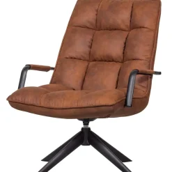 WOOOD Jouke Draaifauteuil - Kunstleer - Cognac - 96x70x85
