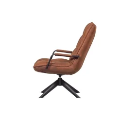 WOOOD Jouke Draaifauteuil - Kunstleer - Cognac - 96x70x85