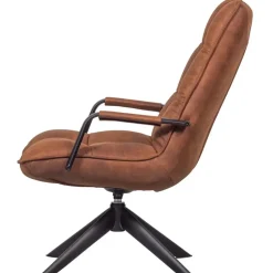 WOOOD Jouke Draaifauteuil - Kunstleer - Cognac - 96x70x85