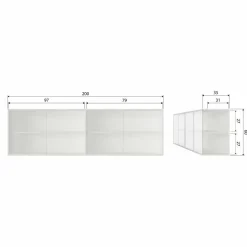 WOOOD Klink Opzetkast - Grenen - Mist - 60x200x35